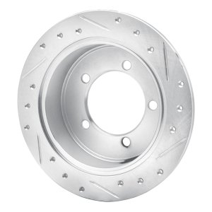 Mitsubishi Diamante Brake Rotor (1) - Rear Left - R1 Concepts - Drilled & Slotted - Silver - `97-`04